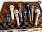8 studio microphones &Vital Impact Large briefcase: Japan-USA. Peavey, AT, Shure
