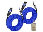 Speakon to 1/4 Speaker Cables 25ft Cords by FAT TOAD 12GA Wire DJ Audio Stage