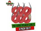 1/4 Plug Speaker Cables | 50FT DJ PA Pro Audio Red Patch Cords Male Jack 12 AWG