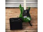 Full-Size Green Electric Guitar Starter Package with 20-Watt Amp and Accessories