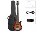 Glarry Full Size Gib 6 String H-h Pickup Electric Bass Guitar Bag Strap Pick Co