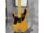Left Handed 50s Precision Bass Maple Fretboard 4 Strings Yellow Basswood Body