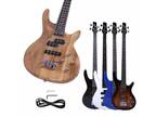 Basswood Right Handed 4 Strings IB Bass Guitar with Power Wire Yellow Black