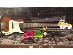 SX Vintage Series 5 String Bass Sunburst w/ Hard Case and Extras