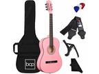 Best Choice Products 38in Pink All Wood Guitar Kit with Gig Bag Picks
