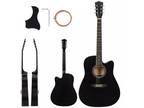 Right Handed 41in Full Size Cutaway Acoustic Guitar 20 Frets Beginner Kit Black