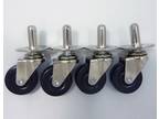 Fender / Ampeg style 4 pcs set of Amp Casters Wheels & Sockets Inserts NEW