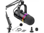 TECURS GRB Gaming Streaming Recording PC Microphone Kit With Boom Arm Stand