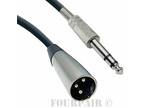 15ft XLR 3-Pin Male to 1/4" Stereo Plug Shielded Microphone Mic Cable Cord TRS