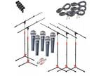 Tripod Microphone Boom Stand 5-PACK XLR Cable Mic Clip Vocal Streaming DJ Studio