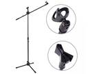 Glarry FS-002 Folding Type Tripod Boom Microphone Mic Stand Black