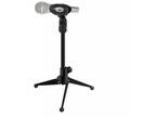 Adjustable Desktop Microphone Stand Mini Tripod Tabletop Foldable with Mic Clip