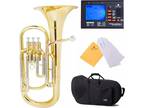 Mendini by Cecilio B Flat Baritone Horn w/ Stainless Steel Pistons, Intermediate