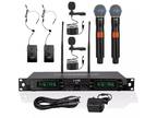 Wireless Microphone System 4 Channel 2 Handheld 2 Headset 2 Lavalier UHF Church
