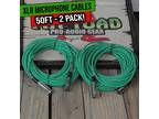 FAT TOAD XLR Microphone Cables 50Ft 2 PACK - DJ Pro Audio Studio Mic Cord Wire