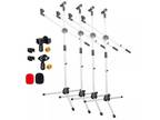 4x Microphone Stand Boom Telescoping Stand Tripod Holder Mic Clip Arm 5Core