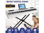 MUSTAR White 88Key Full Weighted Digital Piano Hammer Action Keyboard with Stand