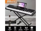88Key Full Size Digital Piano Semi-Weighted Electronic Keyboard Stand+PedalBlack