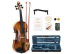 Glarry 4/4 Acoustic Violin Kit Natural W/Square Case Extra Strings and Bridge