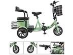 400W 48V 12A Elder Electric folding trike 3 wheel e-bike with Rear Seat Green