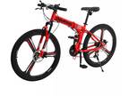 26 inch Folding Mountain Bike, Carbon Steel Frame and 21 Speed,Dual Suspension
