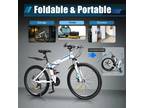 21-Speed Bike w/Hydraulic Disc Brake 26" Mountain Folding Bike Foldable Bicycle