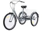 24"/26" Adult Tricycle 1-Speed 3 Wheel Trike Cruiser Bike w/ 1 Cargo Baskets