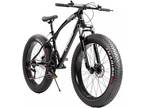 Outroad Fat Tire Mountain Bike with 26 Inch Wheels, 21 Speed with High Carbon St