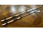 2 PFLUEGER PRESIDENT 6 ft 6 in 2 pc Spincast / Casting Rods Graphite & Cork