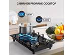 Gas Stove 2 Burner Propane Gas Cooktop Stainless Steel Stove Top NG/LPG 110V US