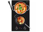 12 Inch 2000W Electric Radiant Cooktop 2 Burner Ceramic Glass Stove Knob Control