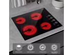 23 Inch Electric Cooktop 4 Burner Built-In, 220-240V Power Knob Control 6700W