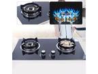 Black 2 Burner Kitchen Gas Cooktop Stove Top Built-in Natural Gas Cooker 730mm