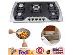 USA 5 Burners Gas Stove 35.4" Built-In Gas Cooktop Natural Gas Propane Stainless