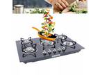 30" Black Cook Top Tempered Glass Built-in 5 Burner Stove LPG/NG Gas Hob Cooktop
