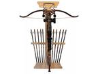 Solid Wood Crossbow and 10 Arrow Bow Stand - Oversized Hooks