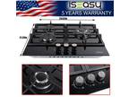 24" Gas Cooktop Cooker Stove Top 3 Burners Tempered Glass LPG/NG Gas Cooktop US