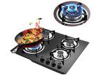 23" Gas Stove Top Built-In 4Burner Cast Iron LPG/NG Cooktop Hob Countertop Stove