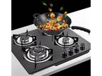 4 Burners LPG/NG Gas Cooktop Built-in Stove Tempered glass Surface Cooker US