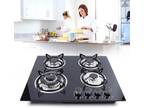30"/23" Gas Cooktop Built in Stove 5/4 Burners Tempered Glass Fit LPG/NG Gas