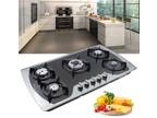 Kitchen Gas Cooktop Stove Top 5-Burners Tempered Glass Built-In LPG/NG Gas Stove