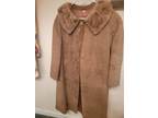 Vintage brown suede ladies coat with fur collar