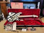 EVH Striped Electric Guitar SatIn Crop Circled with EVH Hardshell Case