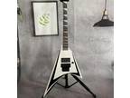 Solid Body Electric Guitar White Black Binding Mahogany Body Rosewood Fretboard