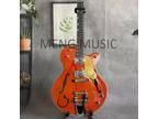 Flamed Maple Top Electric Guitar Black Fretboard Orange HH Pickups Bigsby