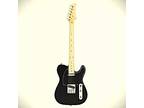 All Black Tele Style Solid Body Electric Guitar with Maple Neck, Gig Bag & More