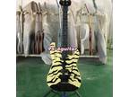 Cream Yellow Black Tiger Stripe ST Electric Guitar SH Pickups FR Bridge