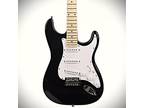 Black Strat-Style Electric Guitar Starter Package with Maple Neck, S-S-S Pickups