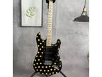 Black Yellow Dot ST Electric Guitar Solid Body Maple Fretboard 3Single Pickups