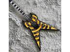 Yellow Electric Guitar Solid Flam Maple Top Black Fretboard FR Bridge HH Pickups